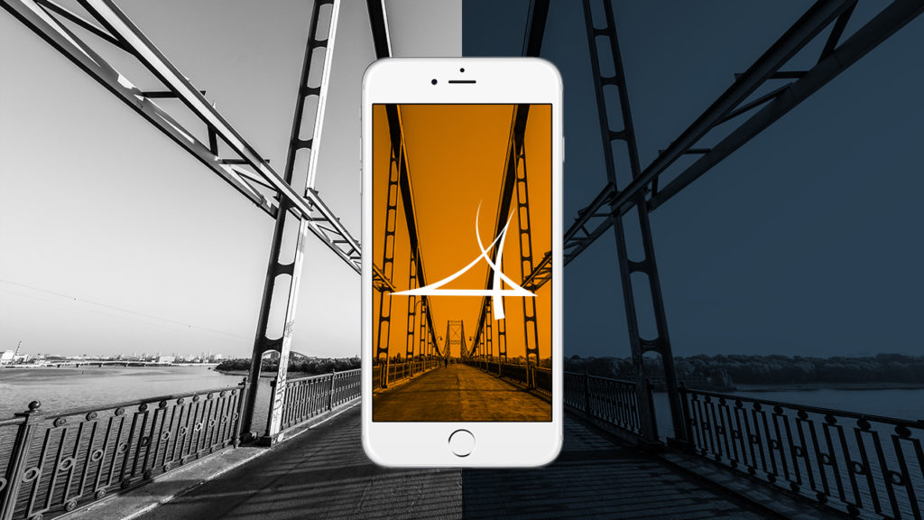 iPhone shows a bridge and the OneBridge logo