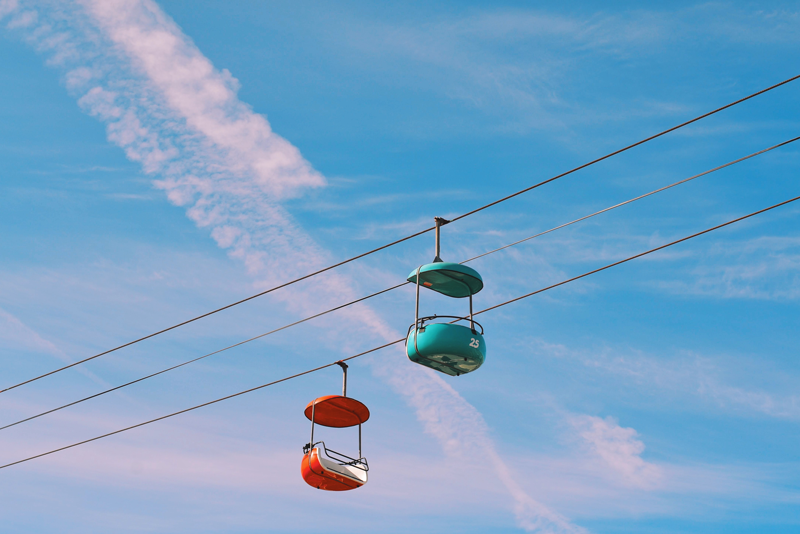 Colorful chairlifts